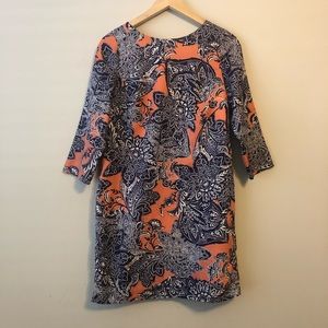 Coral & Navy Floral Shift Dress | XS | The Limited